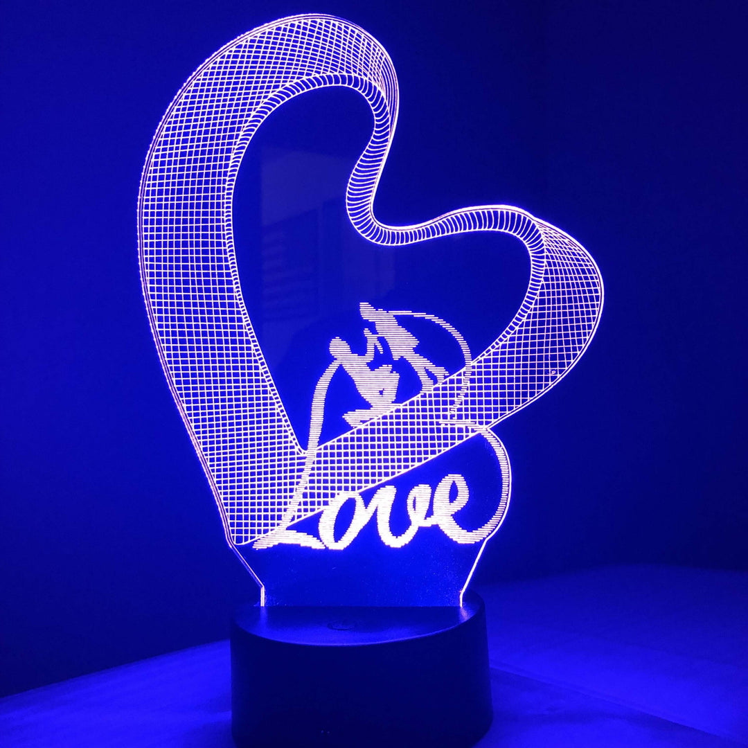 Love Proposal - 3D Optical Illusion Lamp - carve-craftworks-llc