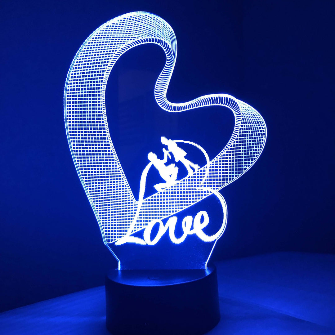 Love Proposal - 3D Optical Illusion Lamp - carve-craftworks-llc