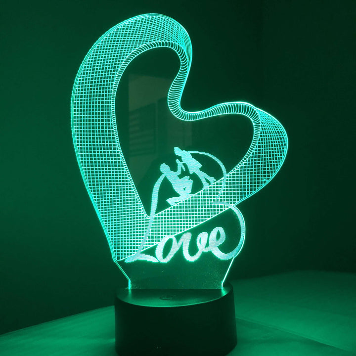 Love Proposal - 3D Optical Illusion Lamp - carve-craftworks-llc