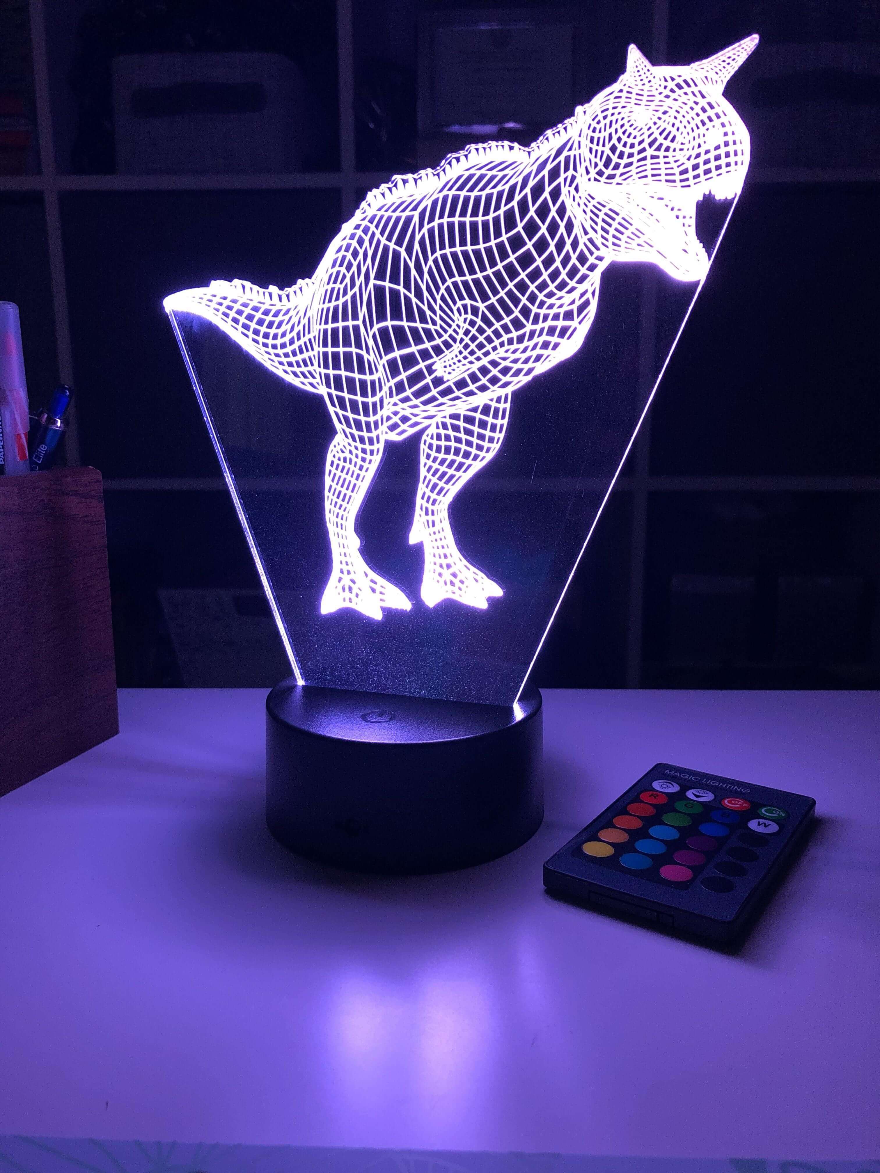 Jurassic Carnotaurus Dinosaur Gift - 3D Optical Illusion Lamp – Carve ...