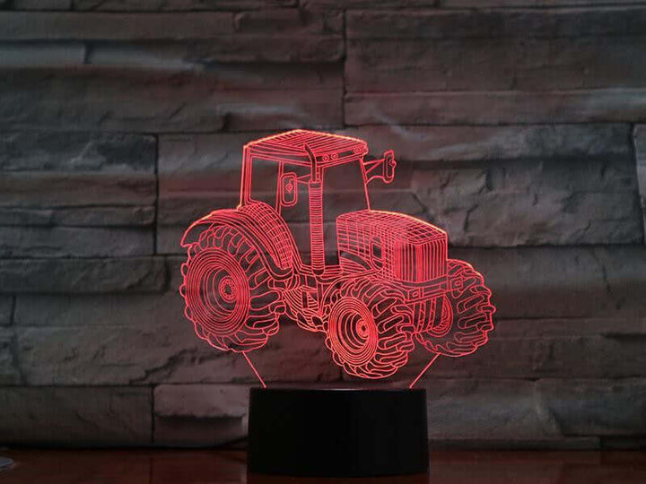 Farm Tractor - 3D Optical Illusion Lamp - carve-craftworks-llc