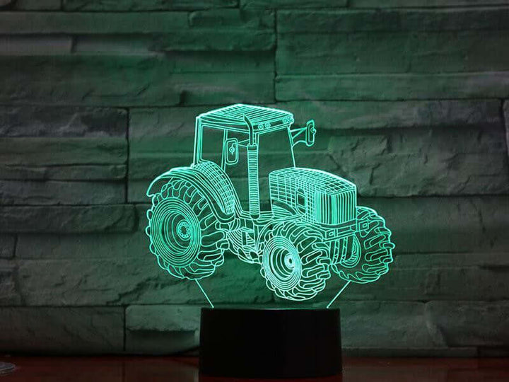 Farm Tractor - 3D Optical Illusion Lamp - carve-craftworks-llc