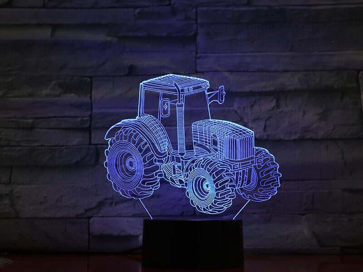 Farm Tractor - 3D Optical Illusion Lamp - carve-craftworks-llc