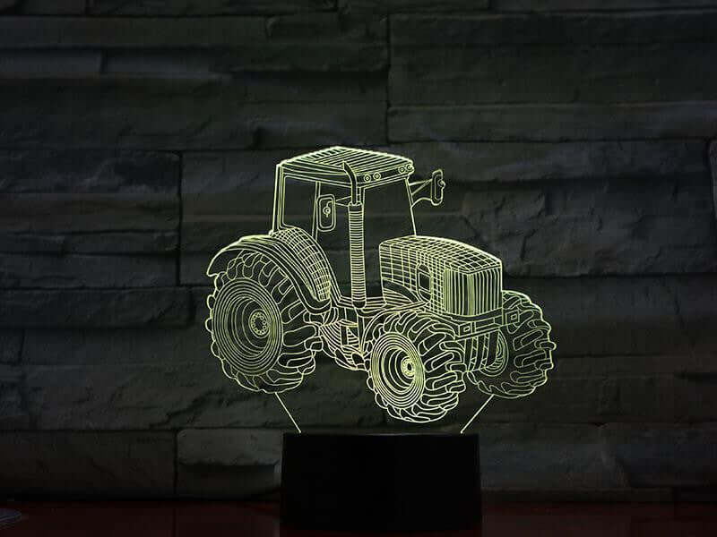 Farm Tractor - 3D Optical Illusion Lamp - carve-craftworks-llc