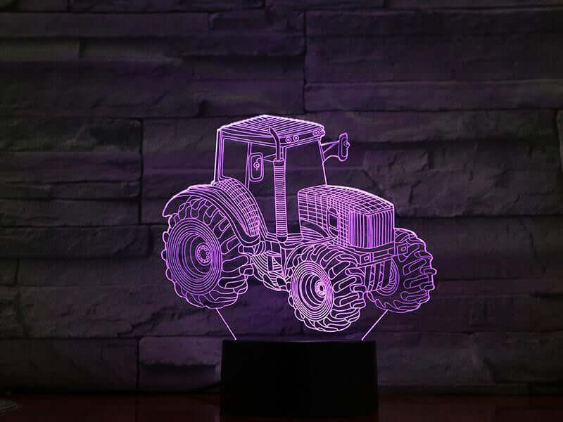 Farm Tractor - 3D Optical Illusion Lamp - carve-craftworks-llc