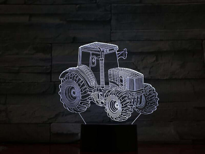 Farm Tractor - 3D Optical Illusion Lamp - carve-craftworks-llc