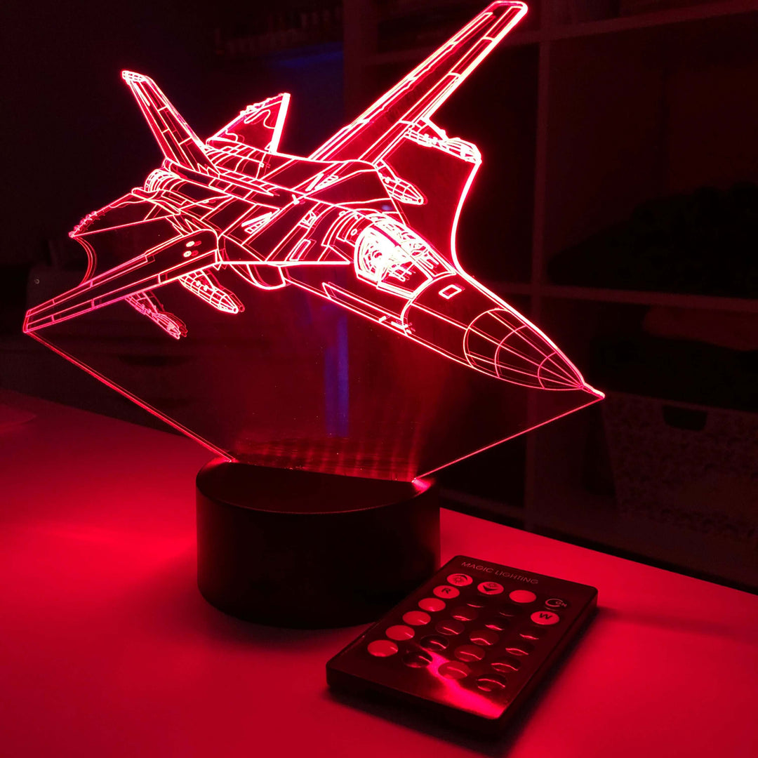 F-111 Ardvark - 3D Optical Illusion Lamp - carve-craftworks-llc