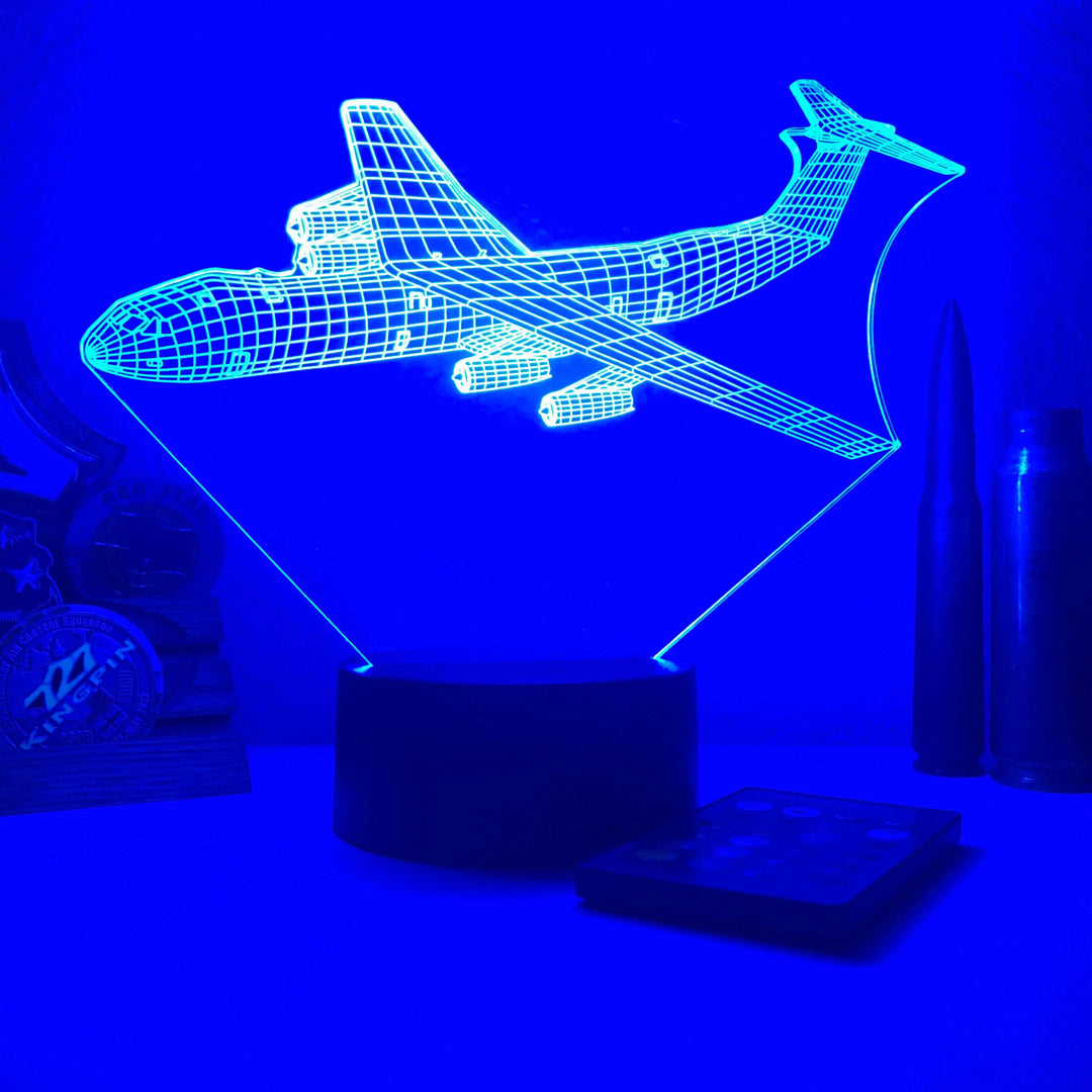 C-141 Starlifter - 3D Optical Illusion Lamp - carve-craftworks-llc
